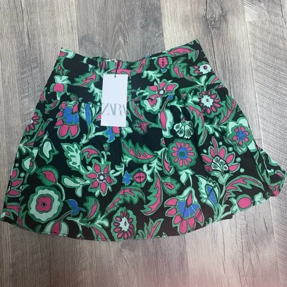 Zara FLORAL PRINT LINEN BLEND MINI SKIRT - SIZE XS - NWT - Picture 5 of 14